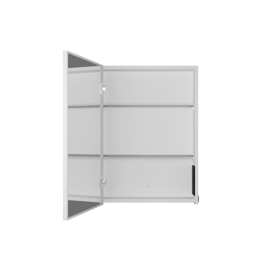 Single Door Chrome Bathroom Mirror Cabinet with Battery Operated Lights 500 x 700mm - Capricorn
